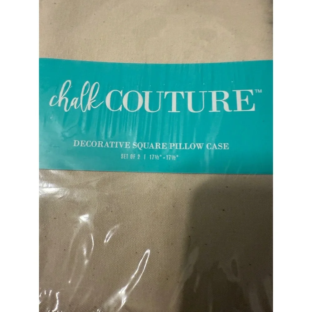 Chalk Couture Decorative Square Pillow Case Covers Set of 2 17.5